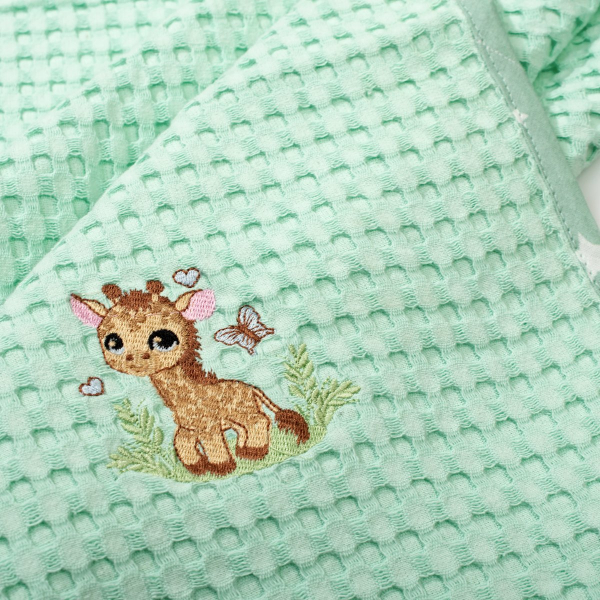 Κουβέρτα Πικέ Κούνιας (100x160) Dimcol Giraffe 174 Mint