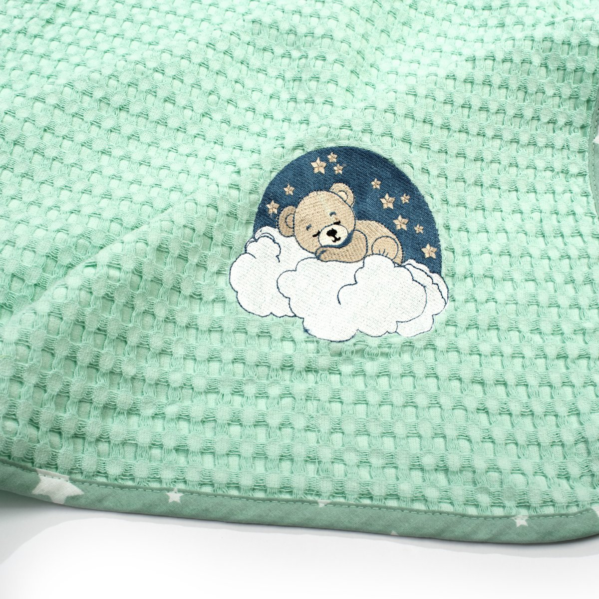 Κουβέρτα Πικέ Κούνιας (100X160) Dimcol Cloudy Bear 178 Mint Home Βρεφικά Προίκα Μωρού Κουβέρτες Βρεφικές Καλοκαιρινές Spitishop