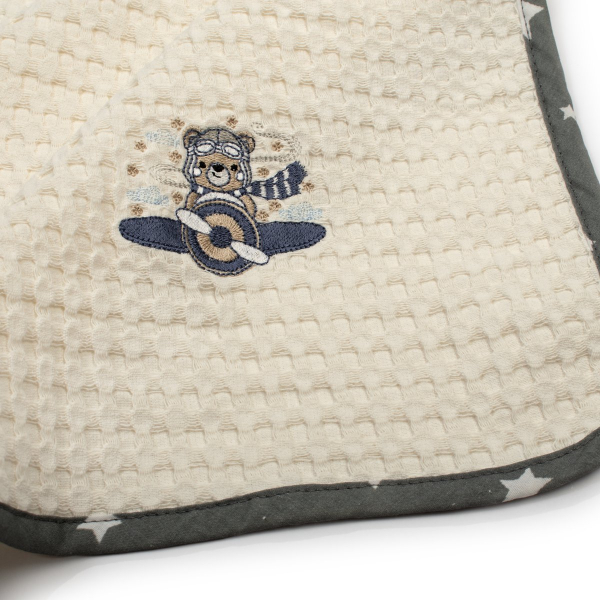 Κουβέρτα Πικέ Κούνιας (100x160) Dimcol Aviator 185 Ecru-Grey