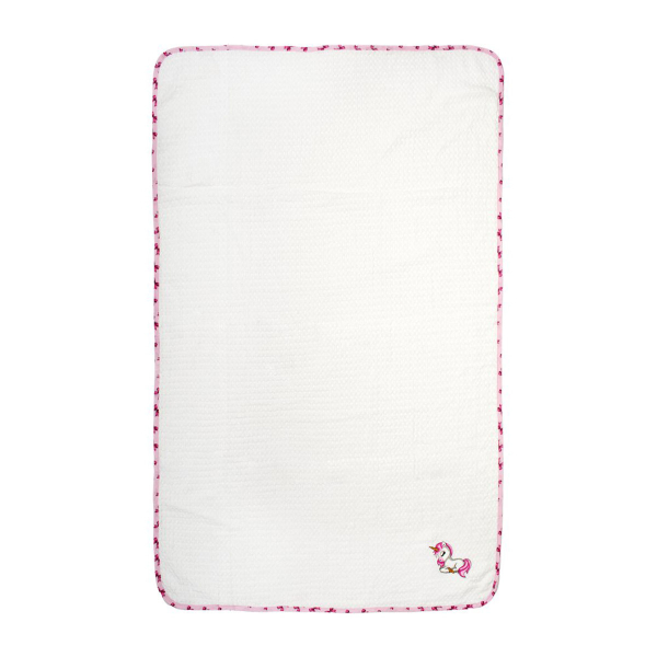 Κουβέρτα Πικέ Κούνιας (100x160) Dimcol Unicorn 188 White-Pink