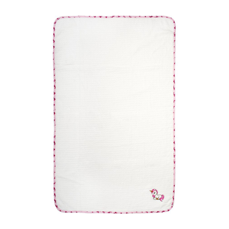 Κουβέρτα Πικέ Κούνιας (100x160) Dimcol Unicorn 188 White-Pink