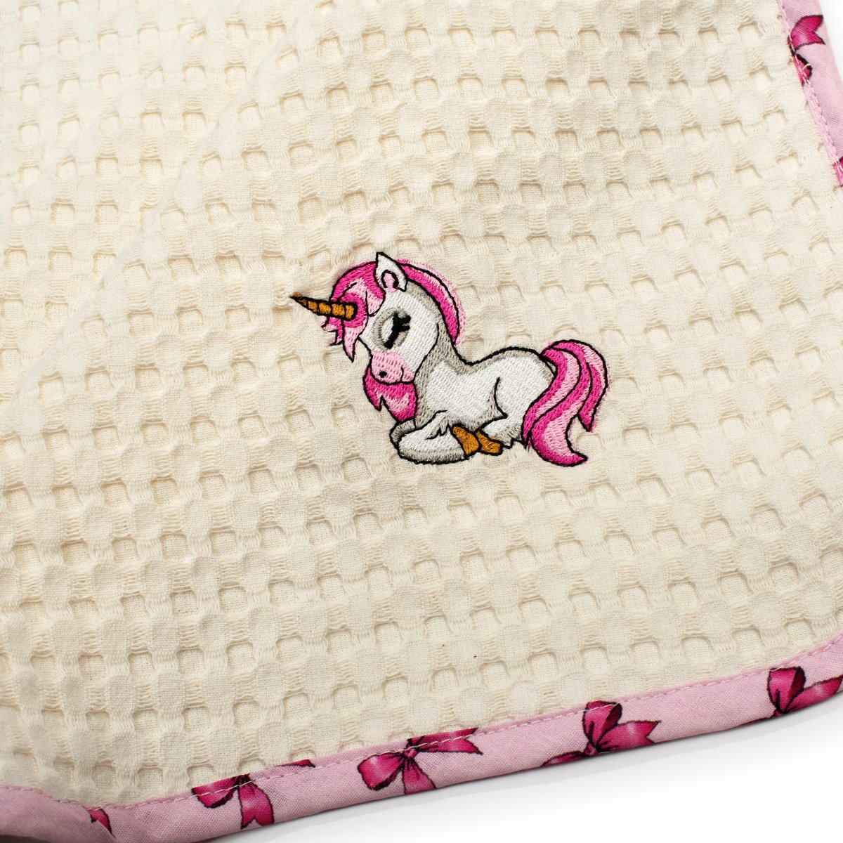 Κουβέρτα Πικέ Κούνιας (100X160) Dimcol Unicorn 189 Ecru-Pink Home Βρεφικά Προίκα Μωρού Κουβέρτες Βρεφικές Καλοκαιρινές Spitishop
