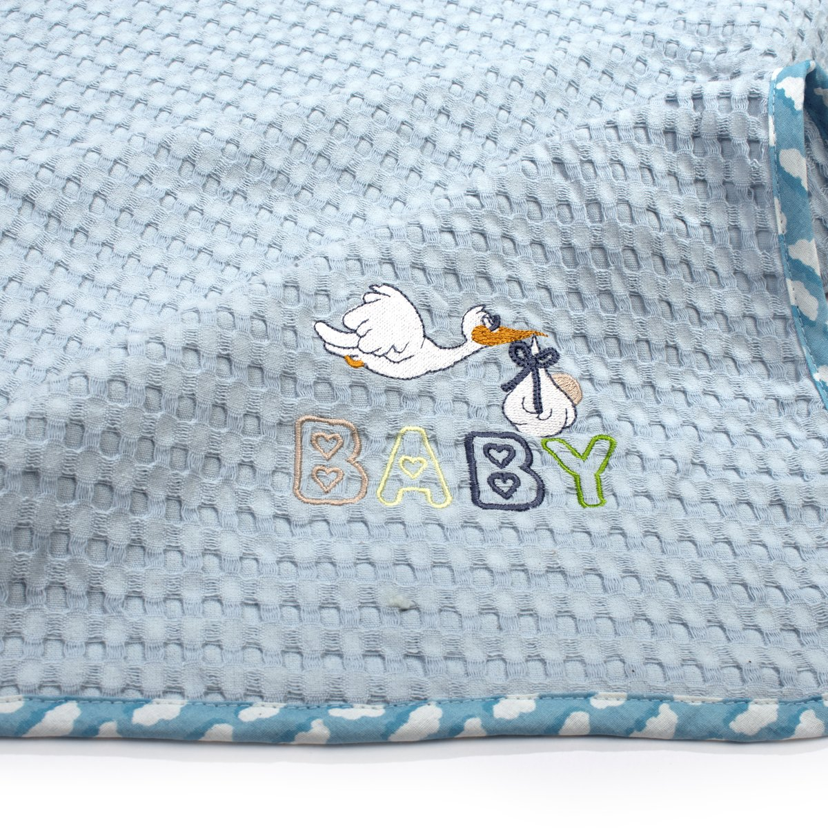 Κουβέρτα Πικέ Κούνιας (100X160) Dimcol Stork 191 Sky Blue Home Βρεφικά Προίκα Μωρού Κουβέρτες Βρεφικές Καλοκαιρινές Spitishop