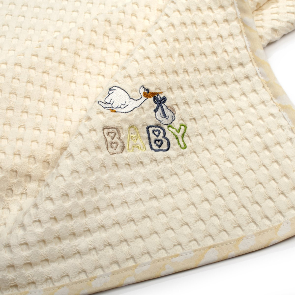 Κουβέρτα Πικέ Κούνιας (100x160) Dimcol Stork 194 Ecru-Yellow