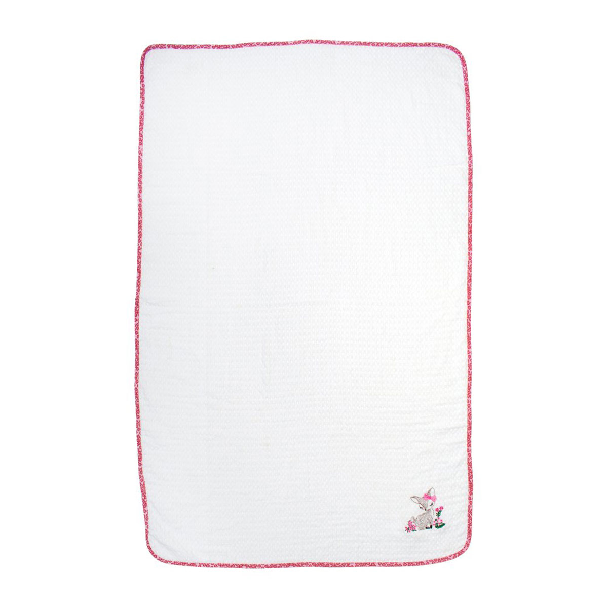 Κουβέρτα Πικέ Κούνιας (100x160) Dimcol Deer 197 White-Pink