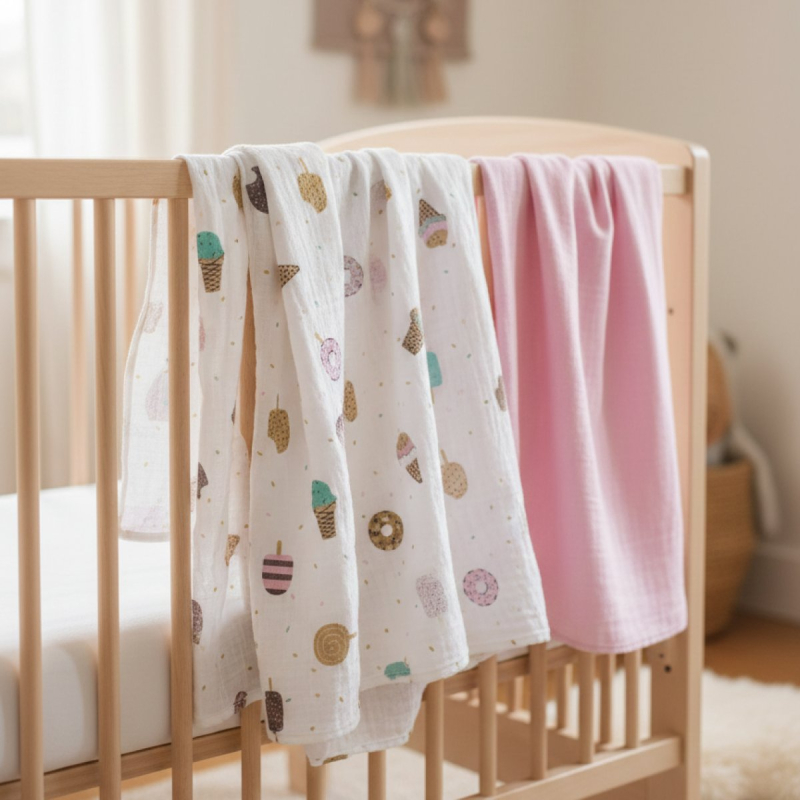 Μουσελίνες/Πάνες Αγκαλιάς (Σετ 3τμχ) Gamberritos Ice Creams Ροζ 9274P-7