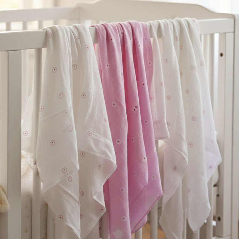 Μουσελίνες/Πάνες Αγκαλιάς (Σετ 3τμχ) Gamberritos Circles Ροζ 9274P-8