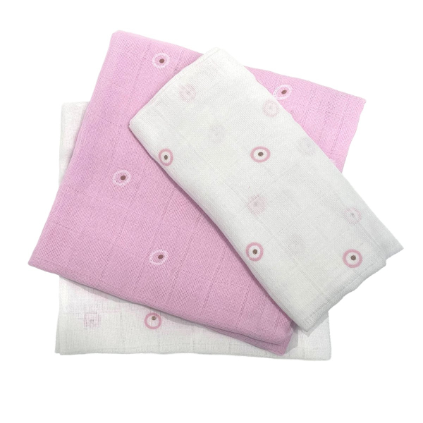 Μουσελίνες/Πάνες Αγκαλιάς (Σετ 3τμχ) Gamberritos Circles Ροζ 9274P-8