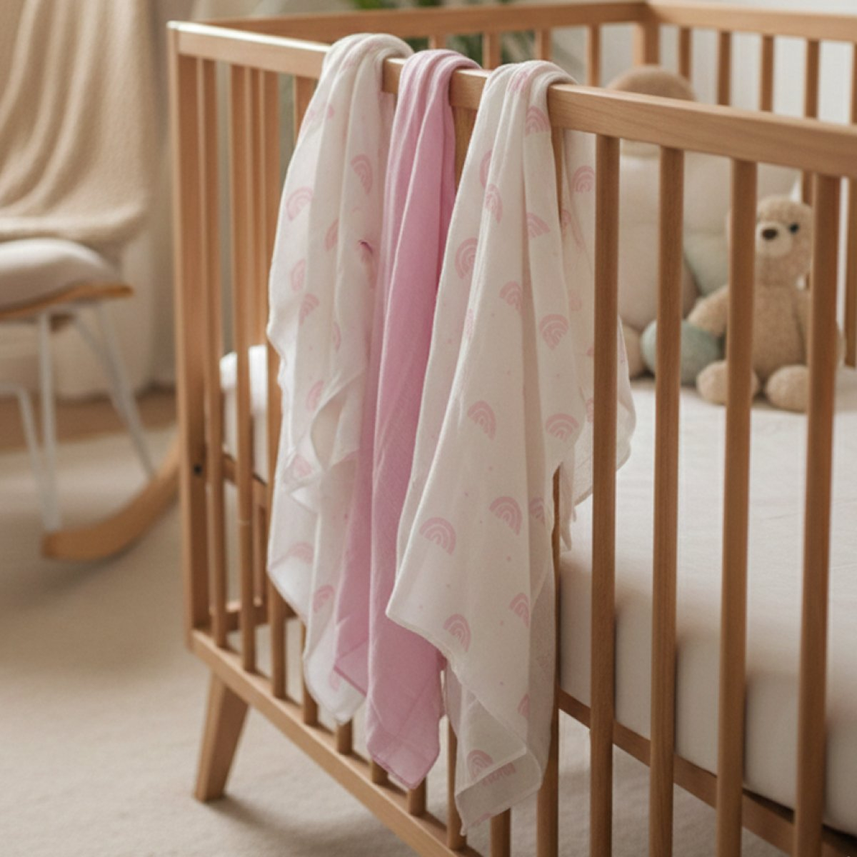 Μουσελίνες/Πάνες Αγκαλιάς (Σετ 3τμχ) Gamberritos Rainbows Ροζ 9274P-11