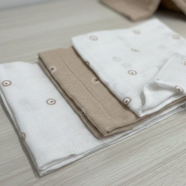 Μουσελίνες/Πάνες Αγκαλιάς (Σετ 3τμχ) Gamberritos Circles Μπεζ 9274-8