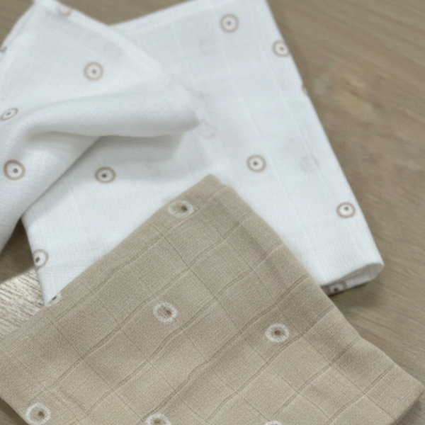 Μουσελίνες/Πάνες Αγκαλιάς (Σετ 3τμχ) Gamberritos Circles Μπεζ 9274-8