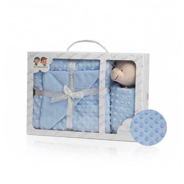 Κουβέρτα Minky Αγκαλιάς (80x110) + Πανάκι Παρηγοριάς Gamberritos Αρκουδάκι Σιέλ 10339