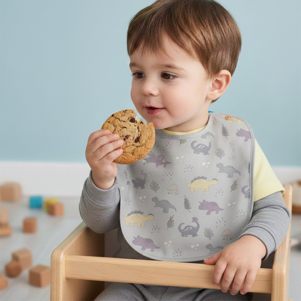 Σαλιάρα 6+ Μηνών (26x35) Gamberritos Dinosaur Γκρι 10985-3