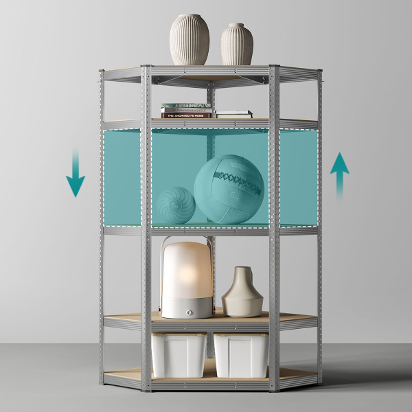 Γωνιακή Μεταλλική Ραφιέρα Δαπέδου 5 Θέσεων (70x70x180) Songmics GLR080E01V1