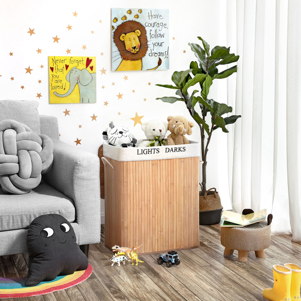 Καλάθι Απλύτων 2 Θέσεων (52x32x62.5) Songmics LCB64YV1