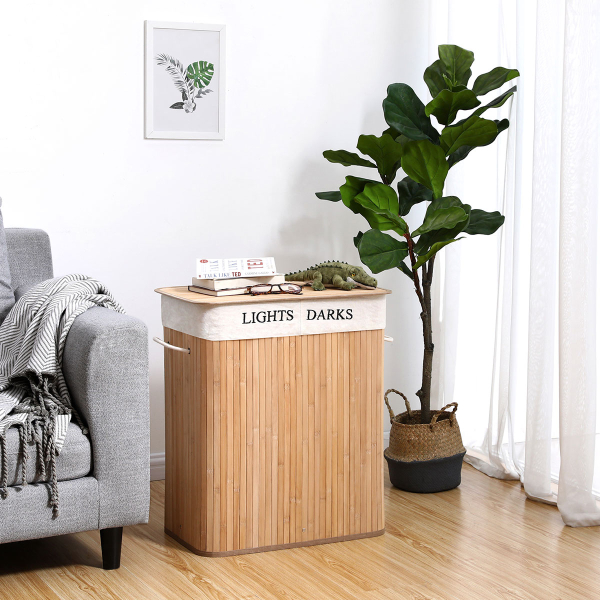 Καλάθι Απλύτων 2 Θέσεων (52x32x62.5) Songmics LCB64YV1