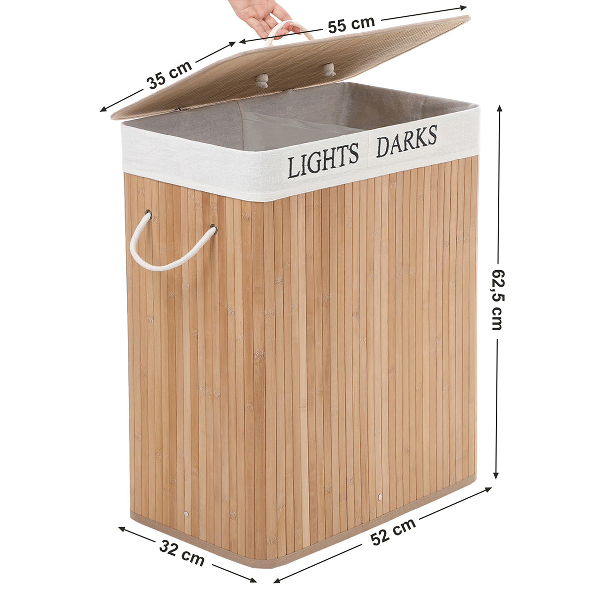 Καλάθι Απλύτων 2 Θέσεων (52X32X62 5) Songmics Lcb64Yv1 Home Μπάνιο Καλάθια Spitishop