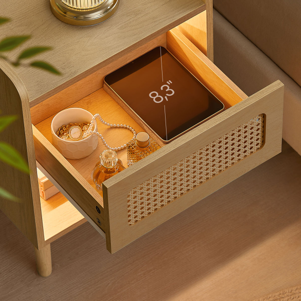 Κομοδίνο Με Ενσωματωμένες Πρίζες - USB & Led (40x35x60) Songmics LET617Y02V1