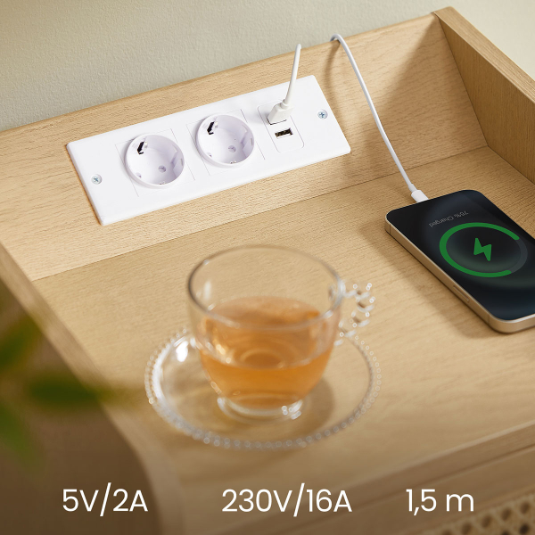 Κομοδίνο Με Ενσωματωμένες Πρίζες - USB & Led (40x35x60) Songmics LET617Y02V1