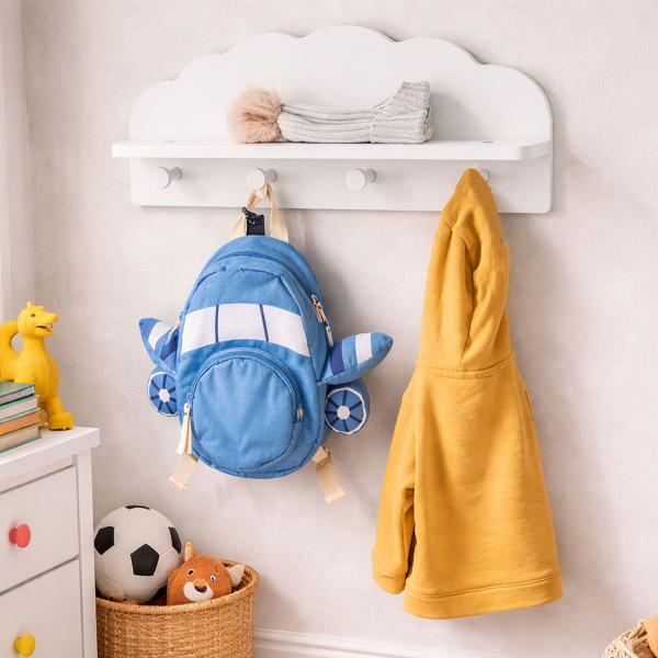 Κρεμάστρα Τοίχου 4 Θέσεων Με Ράφι (48x12x22) Z-L Cloud 13504