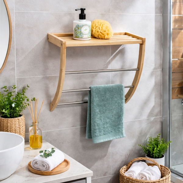 Κρεμάστρα Μπάνιου Τριπλή Για Πετσέτες Με Ράφι (38x24x40) Z-L 13595