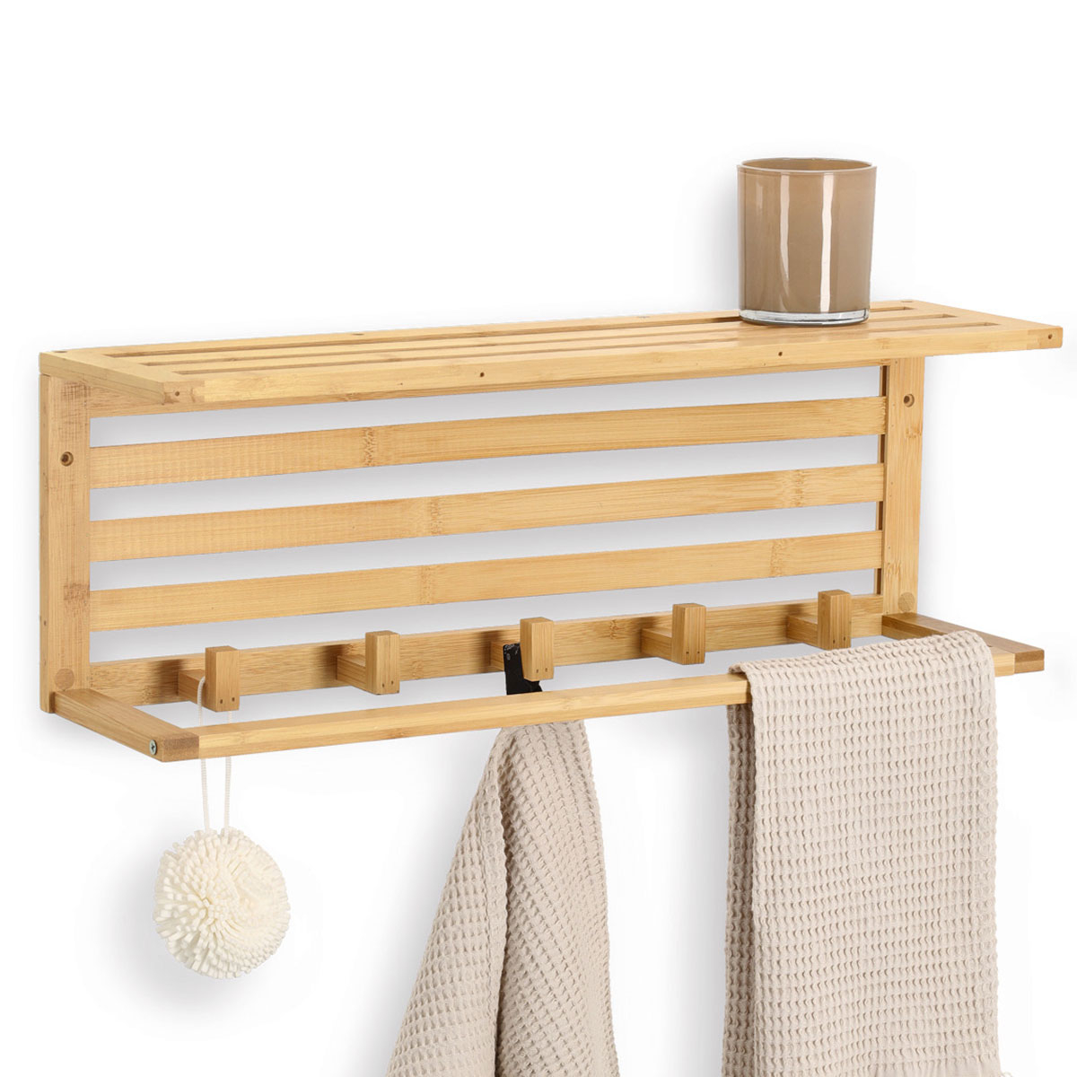 Κρεμάστρα Τοίχου 5 Θέσεων με Ράφι (57X15X20) Z-L 13828 Home Οργάνωση & Αποθήκευση Κρεμάστρες Spitishop