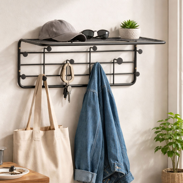 Κρεμάστρα Τοίχου 10 Θέσεων Με Ράφι (51.4x24x21) Z-L 17011