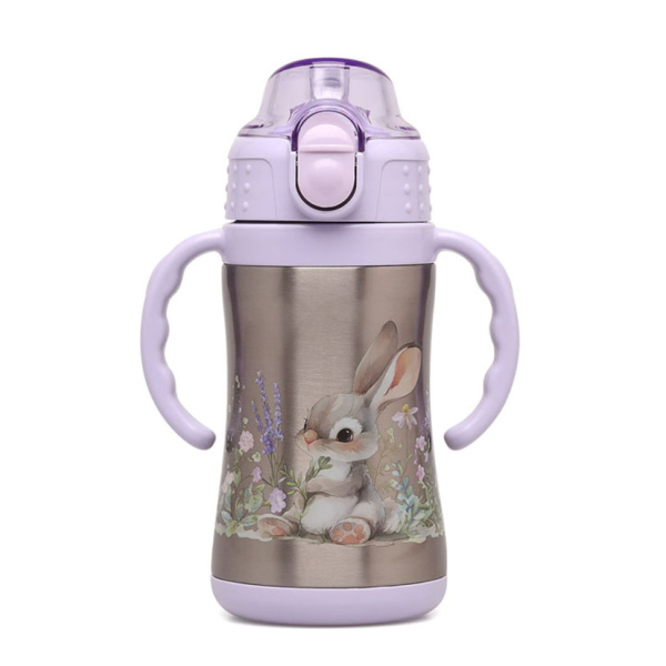 Παγούρι - Θερμός 280ml Με Καλαμάκι Kiokids Lavender Bunny 5069