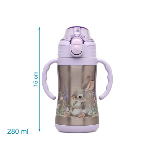 Παγούρι - Θερμός 280ml Με Καλαμάκι Kiokids Lavender Bunny 5069