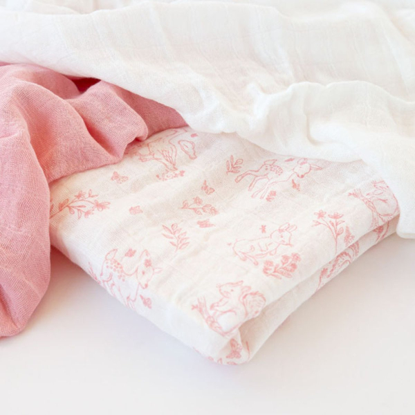 Μουσελίνες/Πάνες Αγκαλιάς (Σετ 3τμχ) Kiokids Forest Ροζ 6399