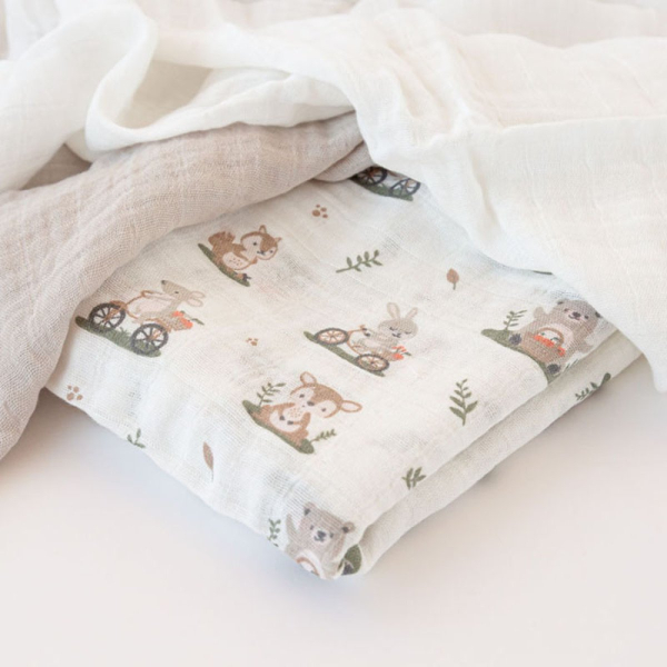 Μουσελίνες/Πάνες Αγκαλιάς (Σετ 3τμχ) Kiokids Forest Γκρι 6407