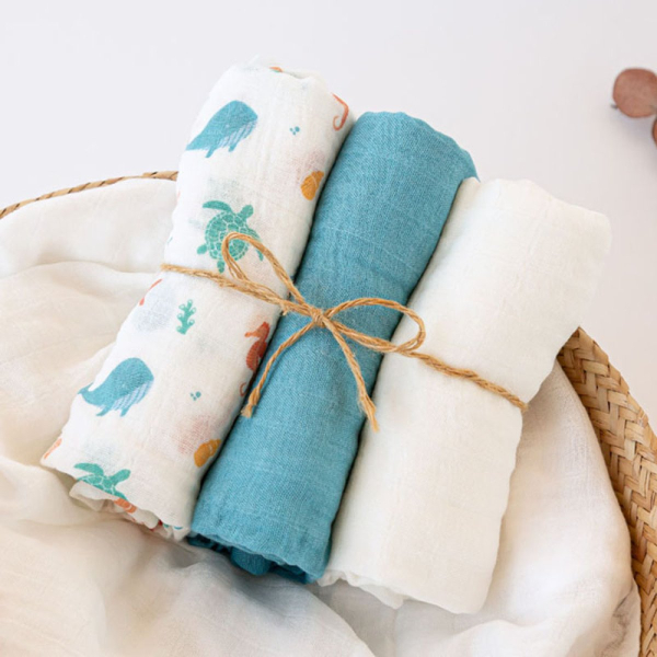 Μουσελίνες/Πάνες Αγκαλιάς (Σετ 3τμχ) Kiokids Ocean Μπλε 6403