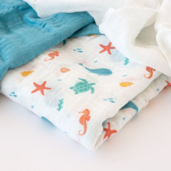 Μουσελίνες/Πάνες Αγκαλιάς (Σετ 3τμχ) Kiokids Ocean Μπλε 6403