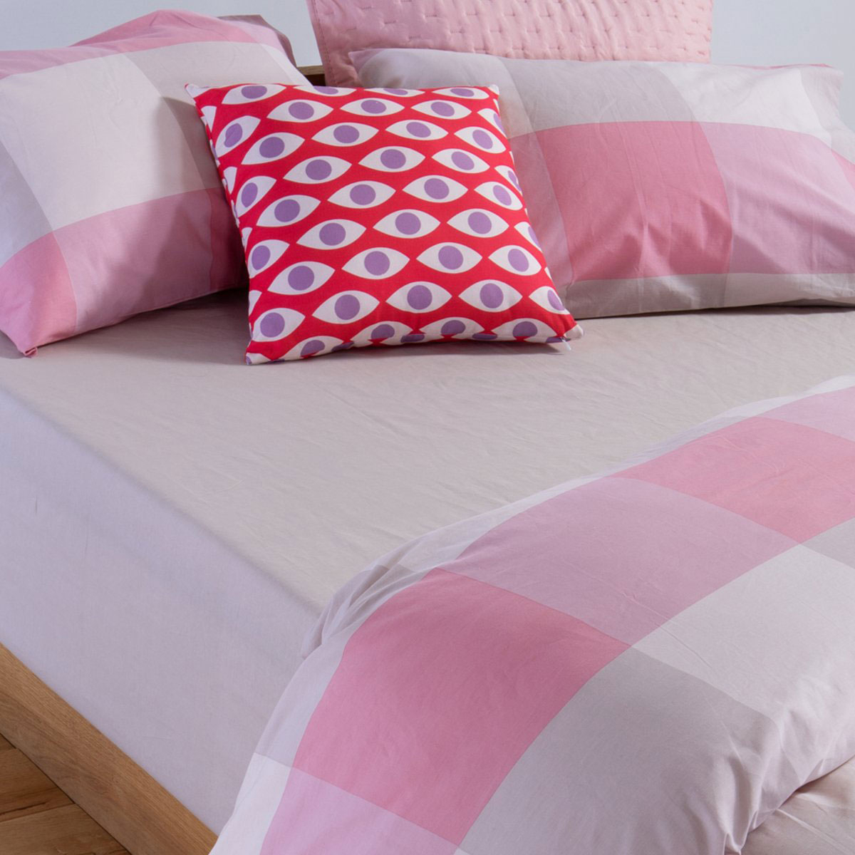 Σεντόνια Μονά (Σετ) Nef-Nef Homeware Casual Check Rose Χωρις Λαστιχο 170X270 Home Λευκά Είδη Κρεβατοκάμαρας Spitishop