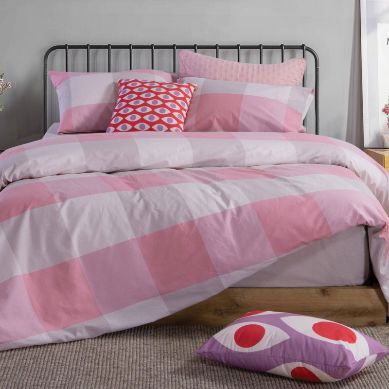 Σεντόνια Διπλά (Σετ) Nef-Nef Homeware Casual Check Rose