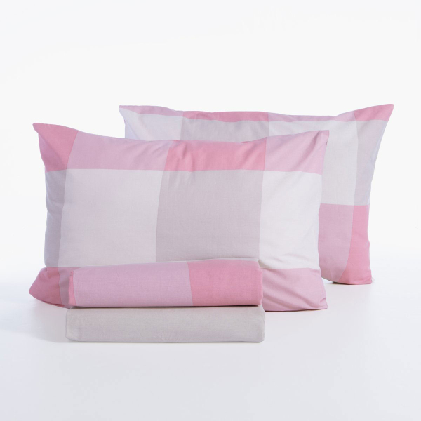 Σεντόνια Διπλά (Σετ) Nef-Nef Homeware Casual Check Rose
