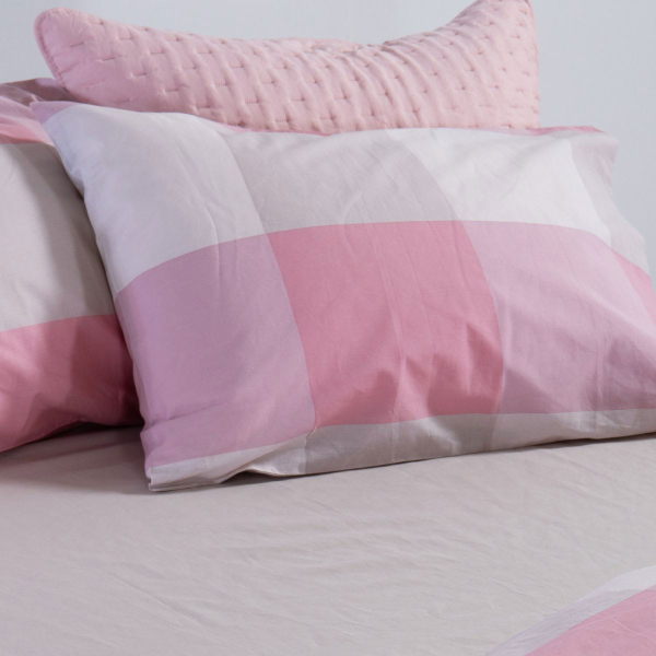 Μαξιλαροθήκη (52x72) Nef-Nef Homeware Casual Check Rose