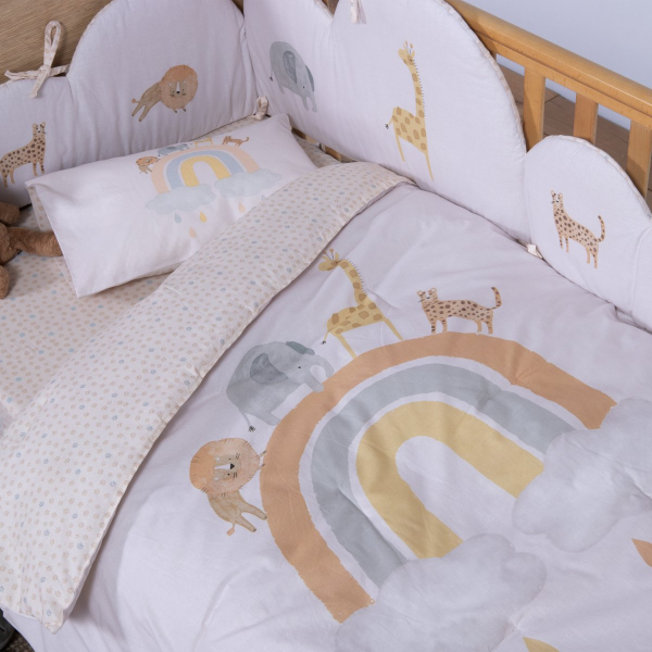 Κουβερλί Κούνιας (110x140) 2 Όψεων Nef-Nef Homeware Baby Jungle In Motion