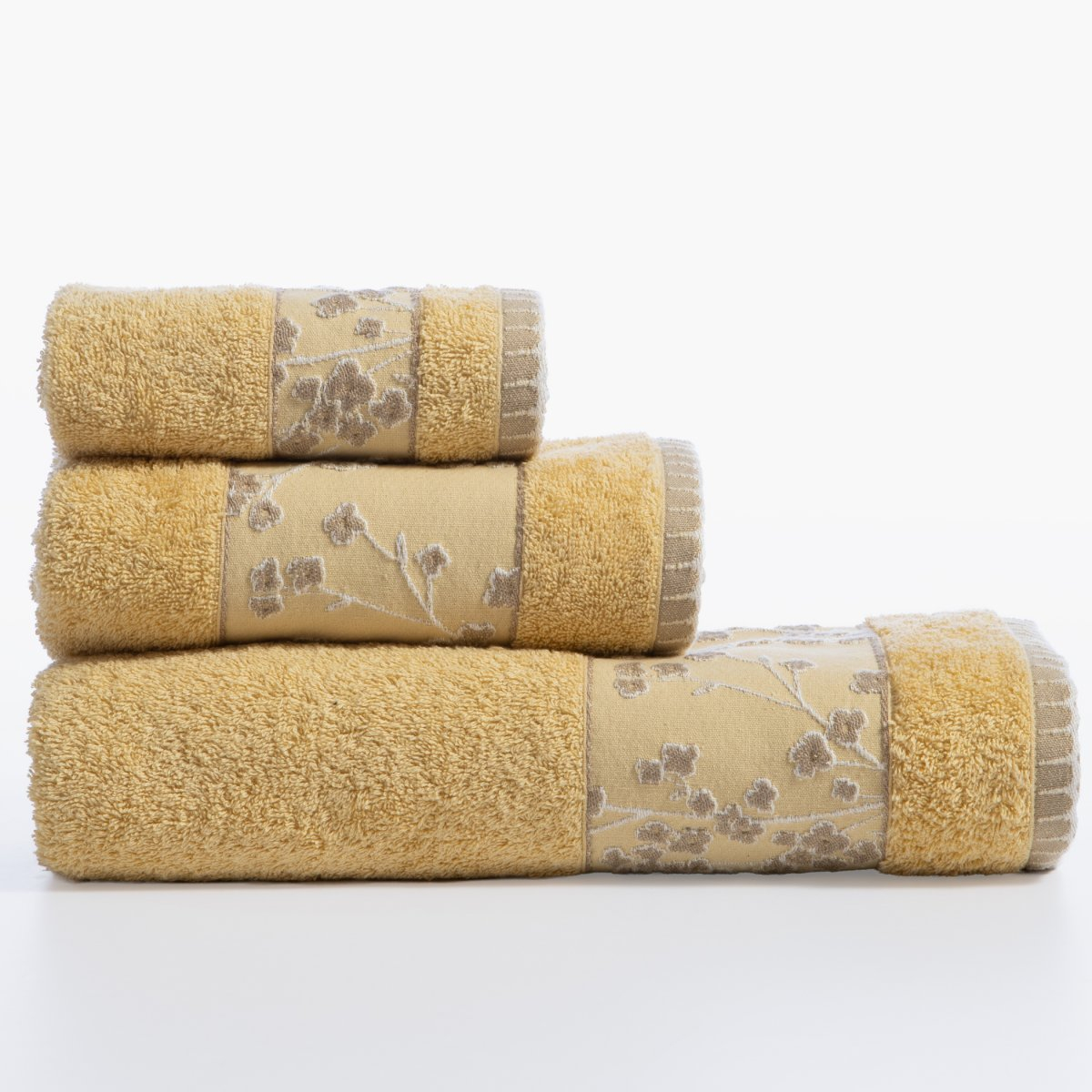 Πετσέτες Μπάνιου (Σετ 3Τμχ) Nef-Nef Homeware Floriva Yellow 500Gsm Home Λευκά Είδη Spitishop