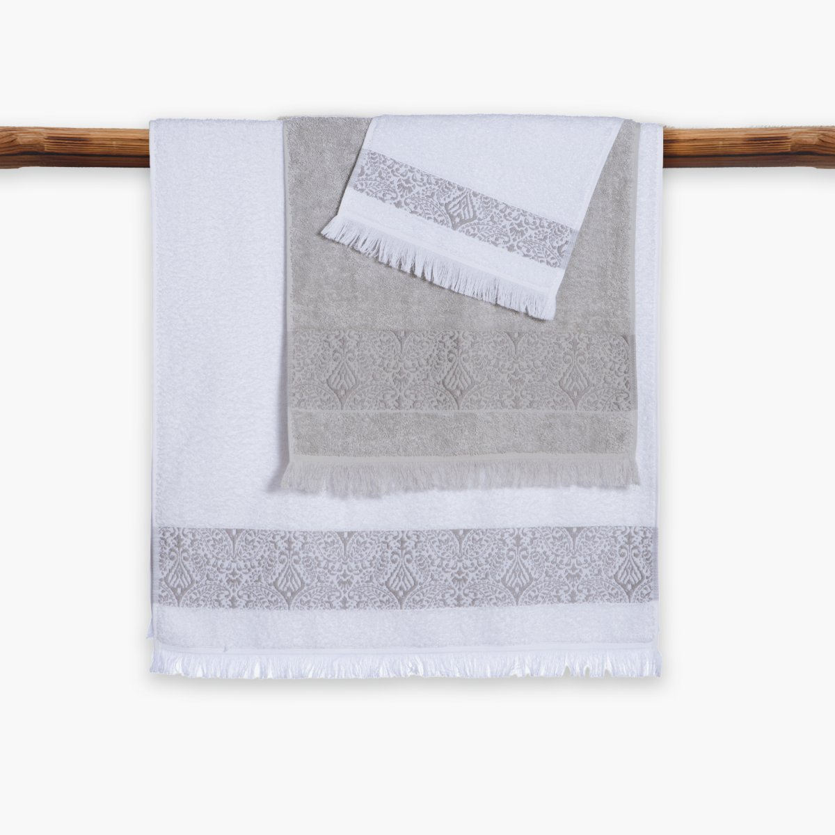 Πετσέτες Μπάνιου (Σετ 3Τμχ) Nef-Nef Homeware Jetrix White - Grey 500Gsm Home Λευκά Είδη Spitishop