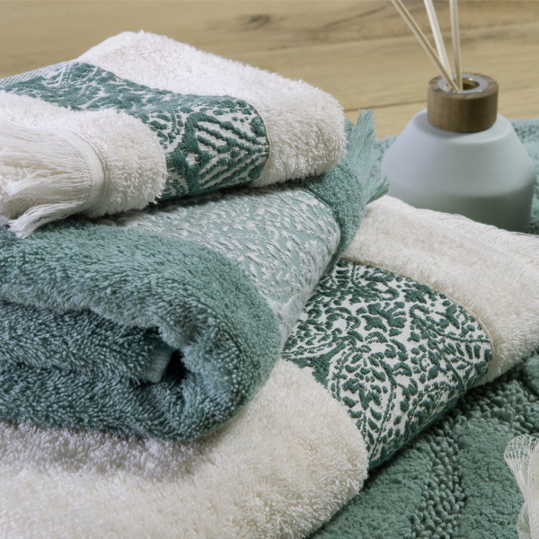 Πετσέτες Μπάνιου (Σετ 3τμχ) Nef-Nef Homeware Jetrix Ecru - Green 500gsm