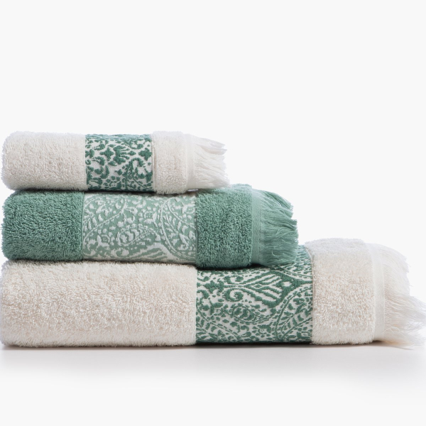 Πετσέτες Μπάνιου (Σετ 3τμχ) Nef-Nef Homeware Jetrix Ecru - Green 500gsm