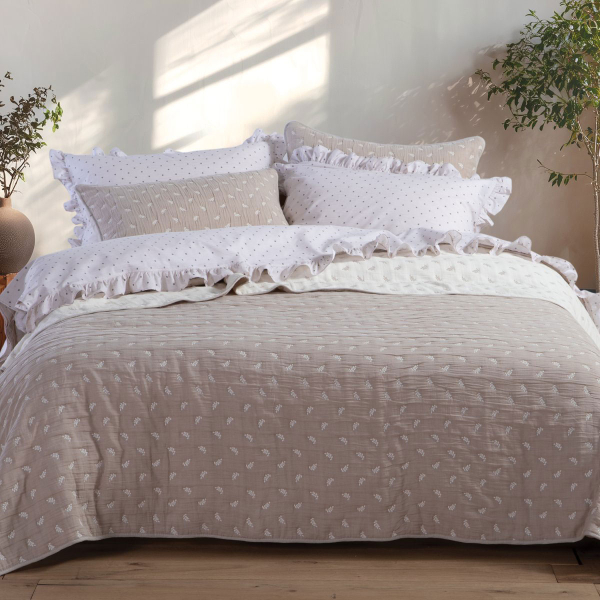 Κουβερλί Υπέρδιπλο (230x240) 2 Όψεων Nef-Nef Homeware Surreal Beige