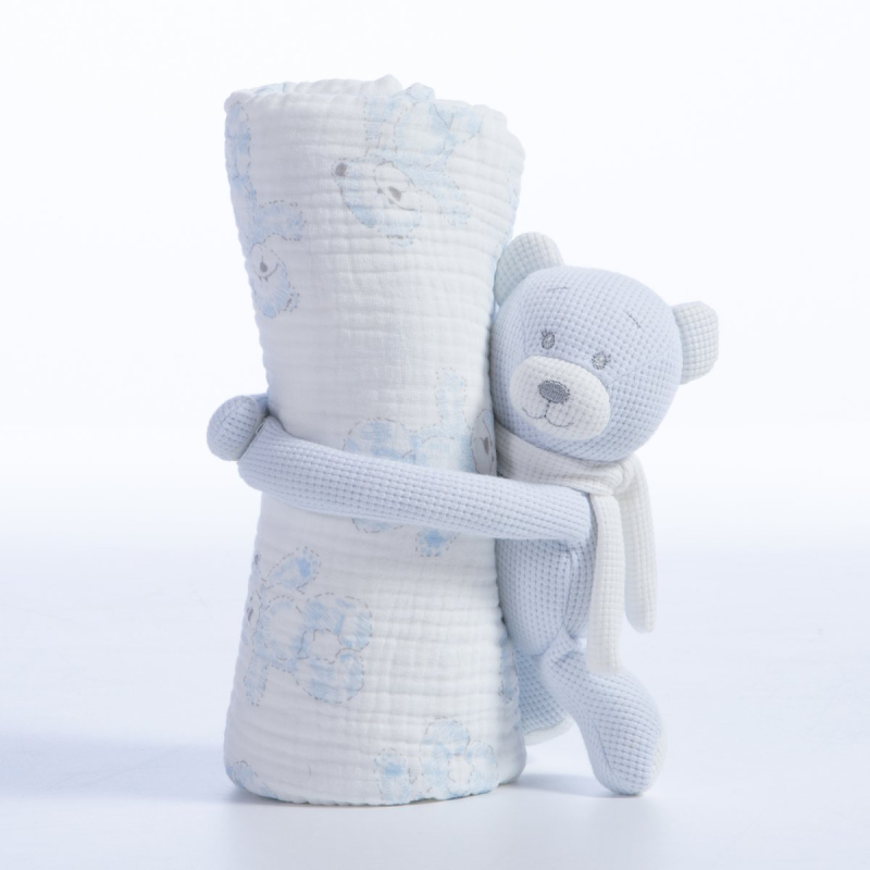 Κουβέρτα Πικέ Αγκαλιάς (75x100) + Λούτρινο Nef-Nef Homeware Teddy L.Blue