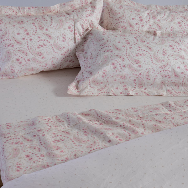 Σεντόνια Υπέρδιπλα (Σετ) Nef-Nef Homeware Premium Mirelle Ecru - Pink