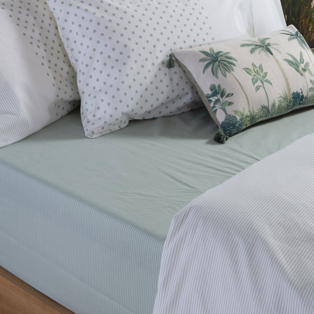 Σεντόνια Υπέρδιπλα (Σετ) Nef-Nef Homeware Smart Donter 26 Ecru - Green με Λαστιχο 160X200+35 Home Λευκά Είδη Κρεβατοκάμαρας Spitishop