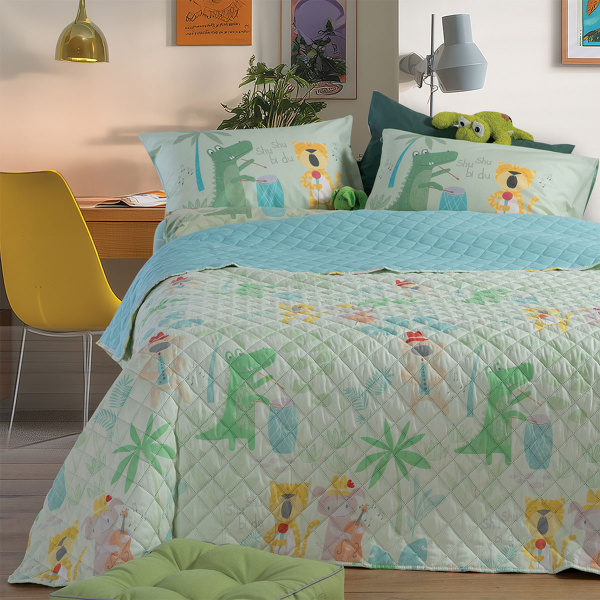 Κουβερλί Ημίδιπλο (180x240) 2 Όψεων Nef-Nef Homeware Jungle Music