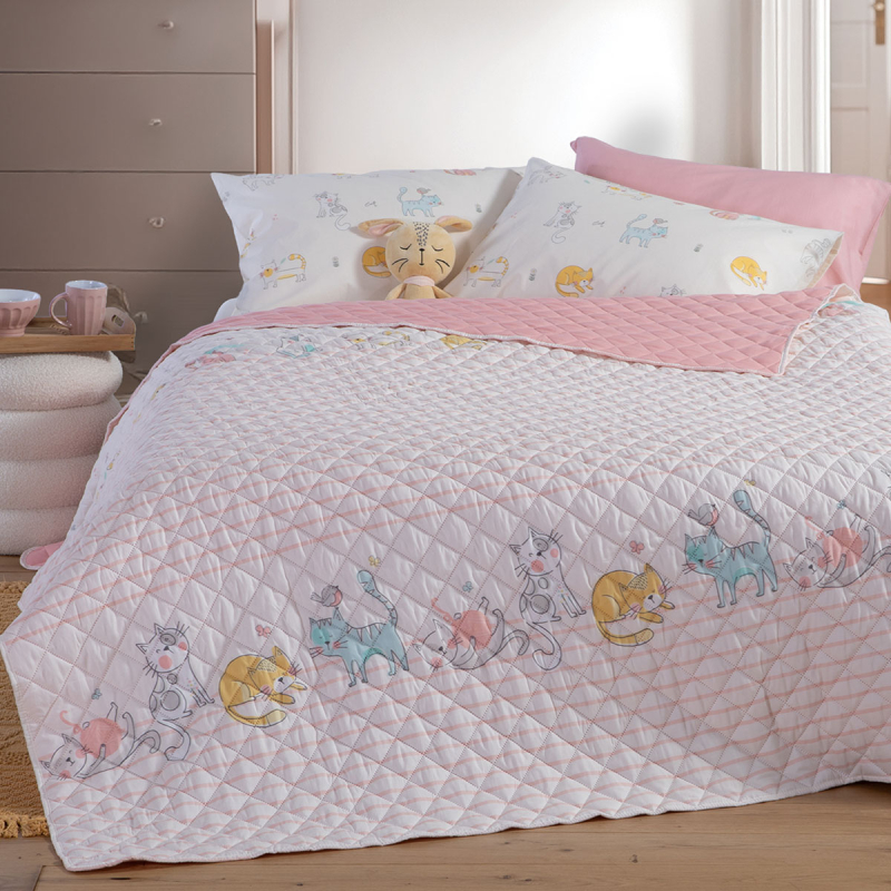 Κουβερλί Ημίδιπλο (180x240) 2 Όψεων Nef-Nef Homeware Cat Life
