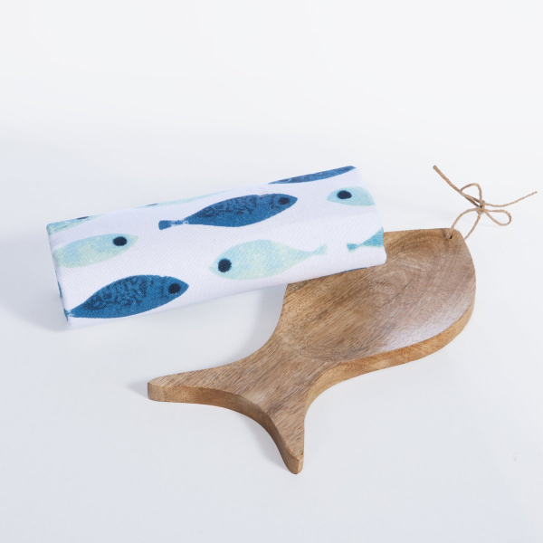 Ποτηρόπανο + Διακοσμητικό (Σετ 2τμχ) Nef-Nef Homeware Blue Sardines