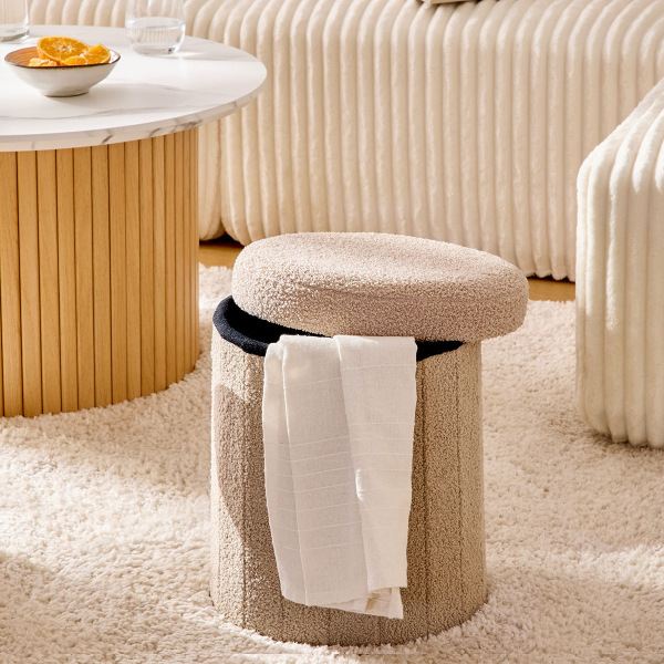 Σκαμπό Με Αποθηκευτικό Χώρο (Φ32x38) A-S Jaiko Beige 214224